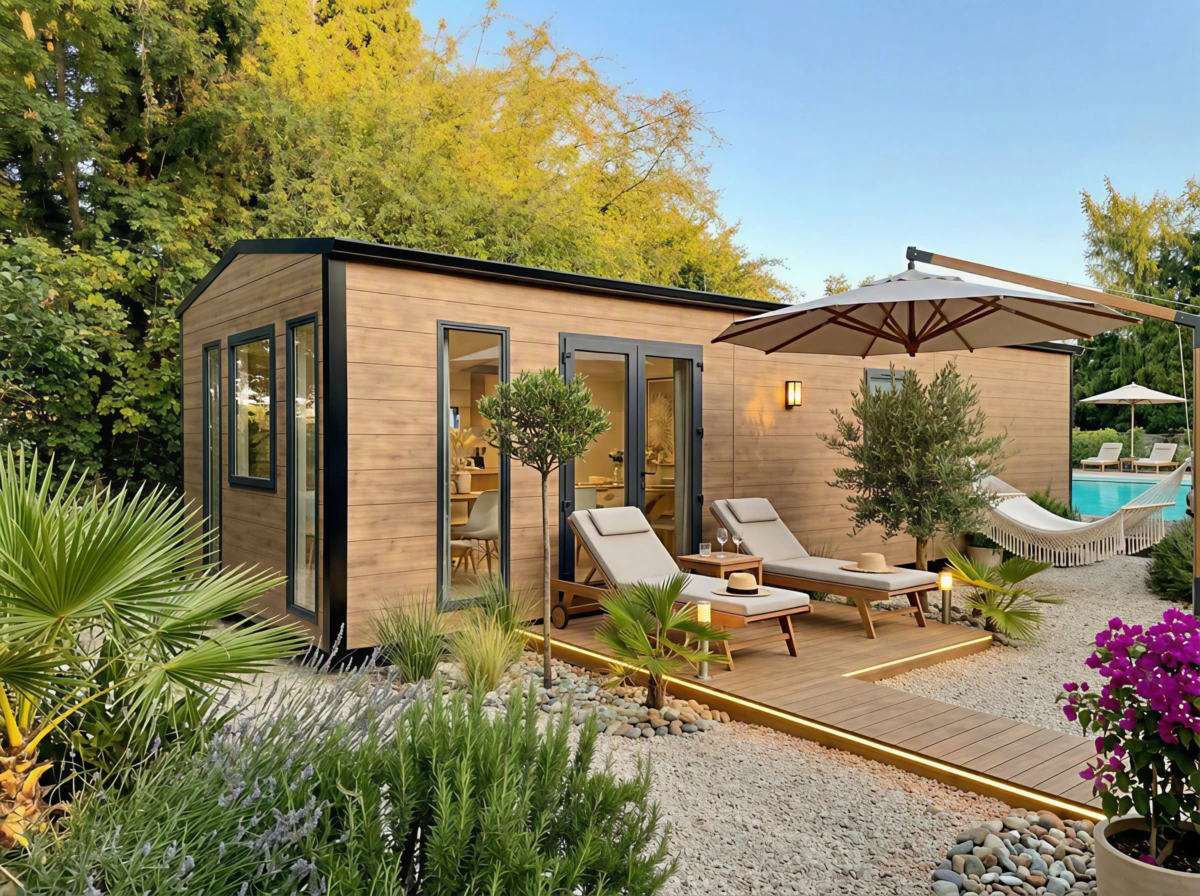 Everest Duo, gamme Majestueux, extérieur et terrasse en ambiance de vacances